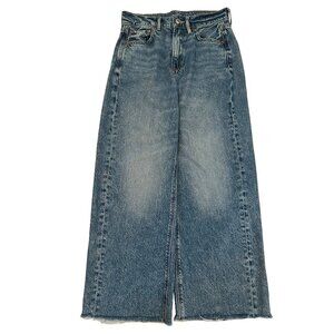 American Eagle Super High Rise Baggy Wide Leg Jeans Size 0 Short